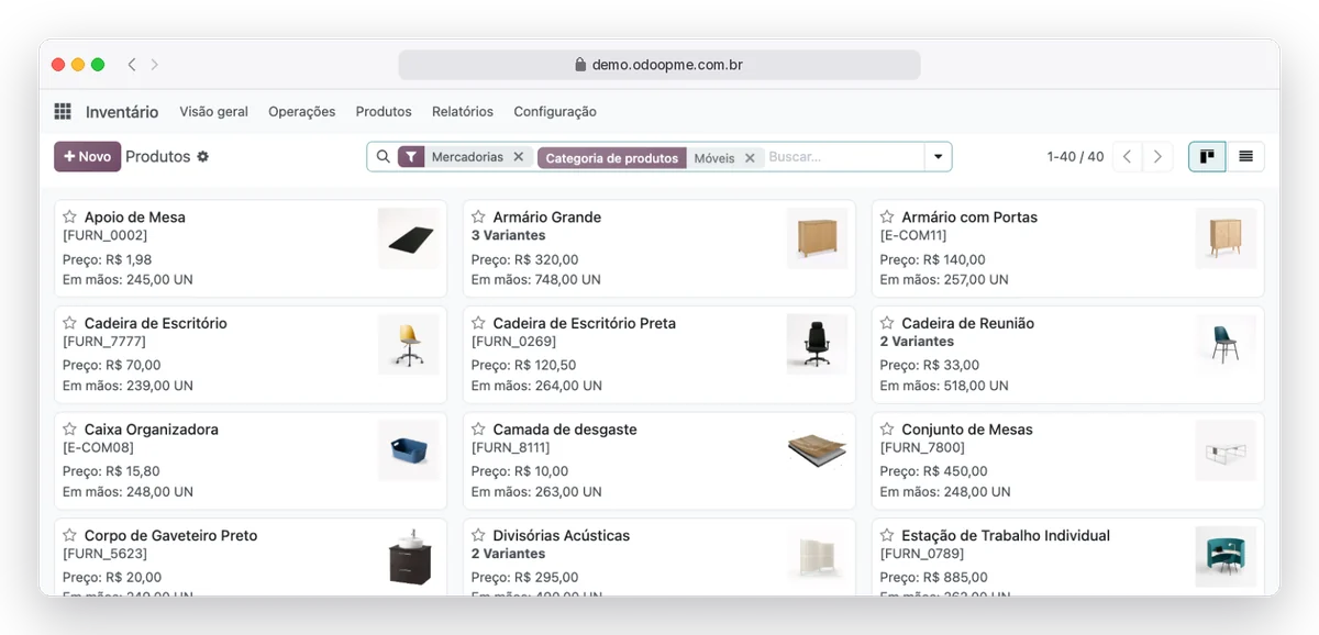 RobSolution product catalog with price and quantity on hand